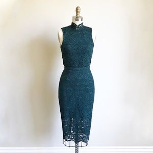H&M Green Floral Lace Top and Skirt Set